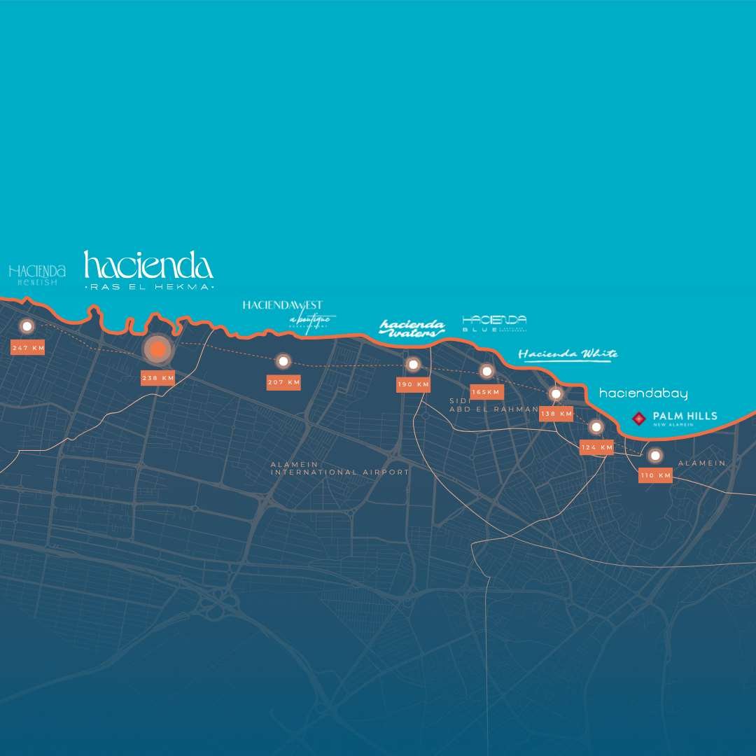 Hacienda Ras El Hekma location map at KM 238 on the North Coast